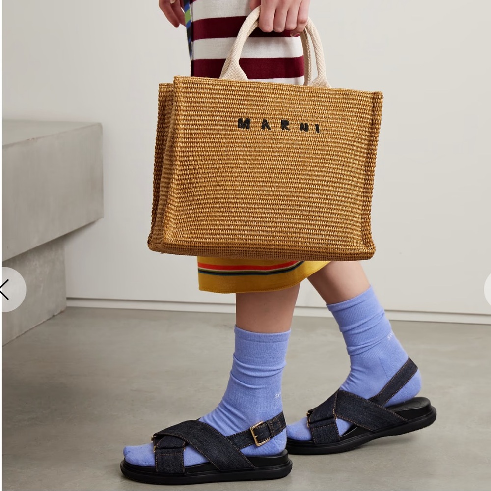 MARNI Woven Straw Tote Bag